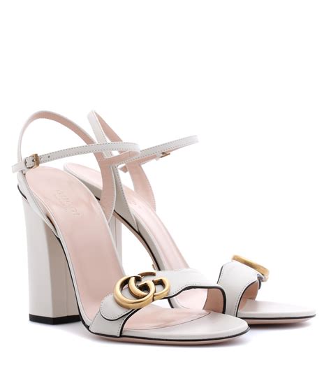 gucci heeled sandals white|gucci marmont open toe sandals.